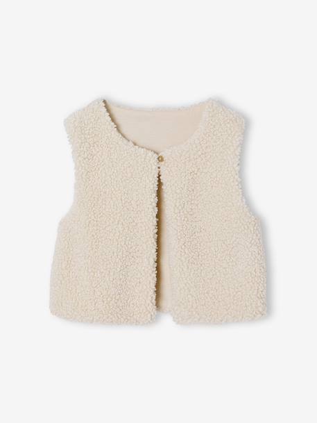 3-delige set met jurk + vestje sherpa + panty voor meisjes olijf - vertbaudet enfant 