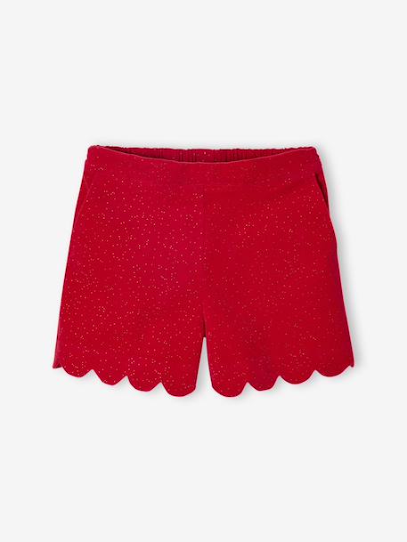 Kerst set voor meisjes, t-shirt en short van fluweel / velours met pailletten rood - vertbaudet enfant 
