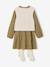 3-delige set met jurk + vestje sherpa + panty voor meisjes olijf - vertbaudet enfant 