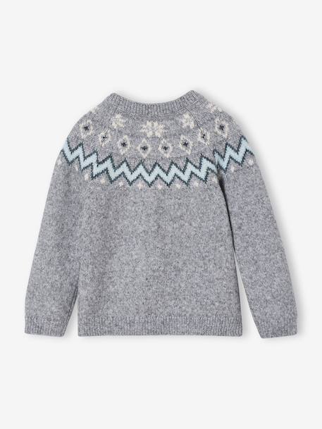 Kersttrui jacquard voor jongens familie capsule gemêleerd grijs - vertbaudet enfant 