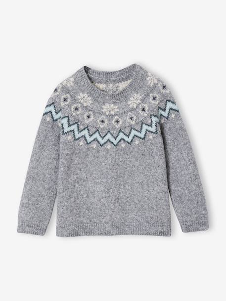 Kersttrui jacquard voor jongens familie capsule gemêleerd grijs - vertbaudet enfant 
