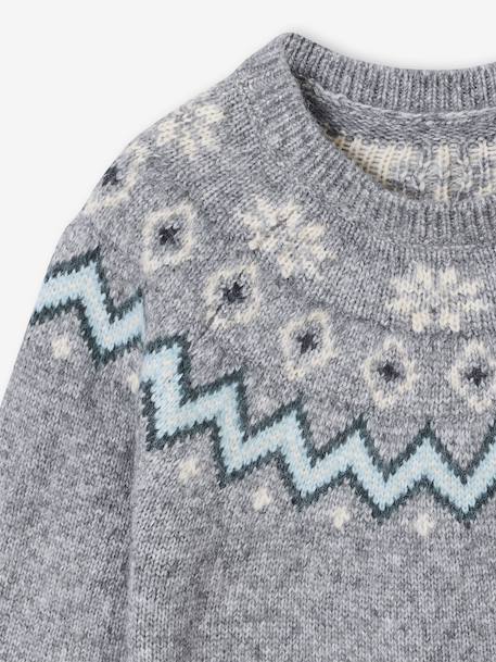 Kersttrui jacquard voor jongens familie capsule gemêleerd grijs - vertbaudet enfant 