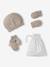 Babypakje muts, wanten en sloffen en zijn personaliseerbare zak. gemêleerd beige+wit - vertbaudet enfant 