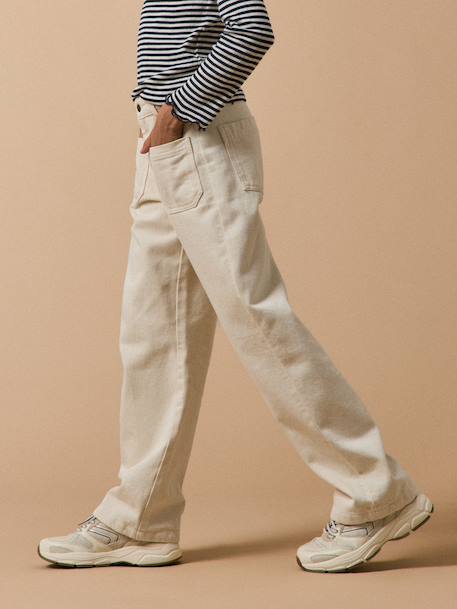 Rechte broek voor meisjes van denim CYRILLUS ecru - vertbaudet enfant 