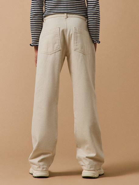 Rechte broek voor meisjes van denim CYRILLUS ecru - vertbaudet enfant 