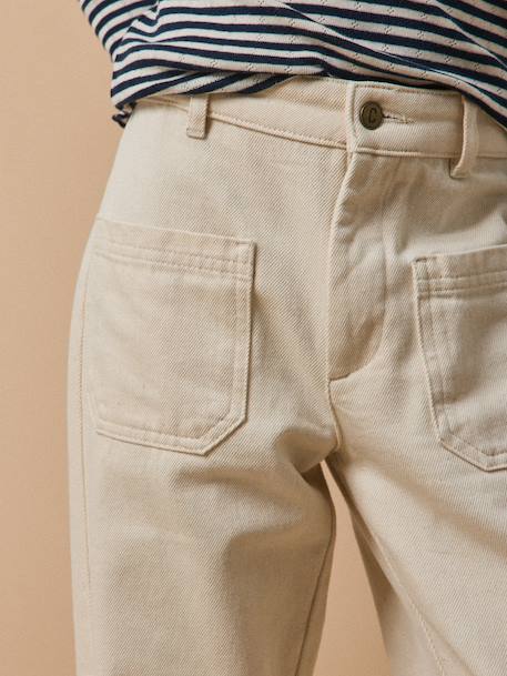 Rechte broek voor meisjes van denim CYRILLUS ecru - vertbaudet enfant 