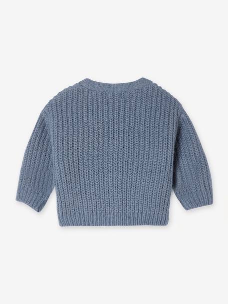 Babyvestje met V-hals van grof gebreide stof chocoladebruin+grijsblauw - vertbaudet enfant 