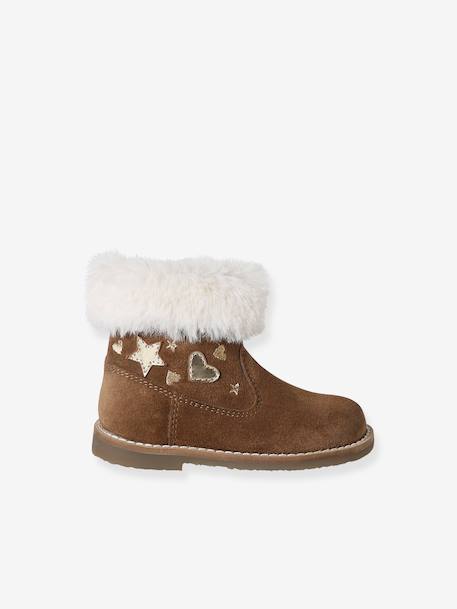 Babyboots van leer, gevoerd en met ritssluiting bruin - vertbaudet enfant 
