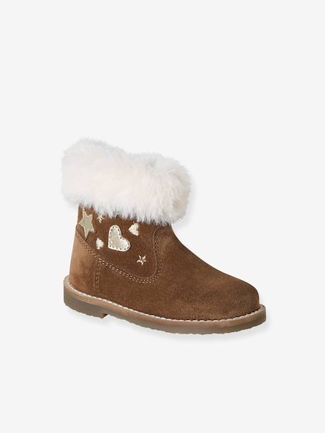Babyboots van leer, gevoerd en met ritssluiting bruin - vertbaudet enfant 