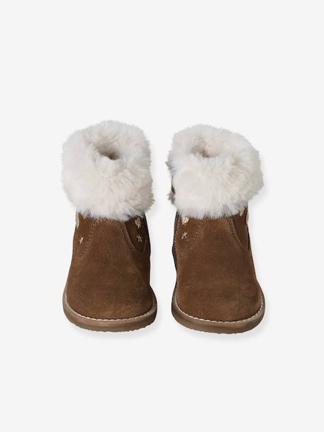 Babyboots van leer, gevoerd en met ritssluiting bruin - vertbaudet enfant 