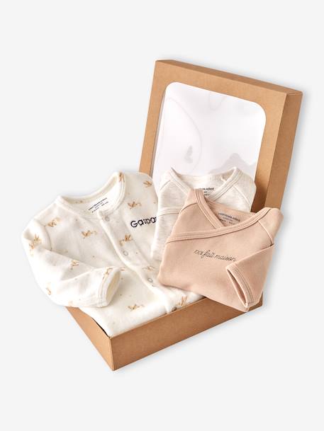 3-delige babyset met babyslaapzakje + 2 body's ecru - vertbaudet enfant 