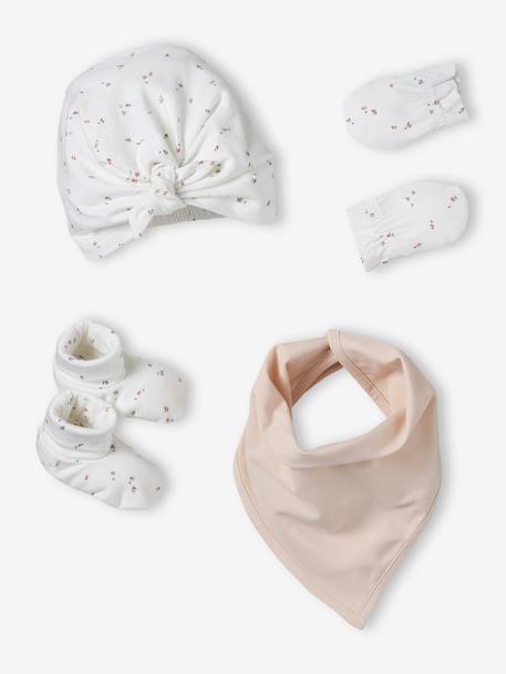 Babyset muts, wanten, sjaal en sloffen baby rozen - vertbaudet enfant 