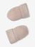 Babyset muts, wanten en sloffen van biologisch katoen en zijn aanpasbare pochon ecru+gemêleerd beige+rozen - vertbaudet enfant 