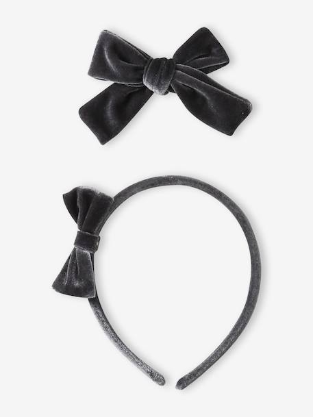 Set met fluwelen haarband en scrunchie antraciet - vertbaudet enfant 
