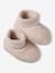 Babyset muts, wanten en sloffen van biologisch katoen en zijn aanpasbare pochon ecru+gemêleerd beige+rozen - vertbaudet enfant 