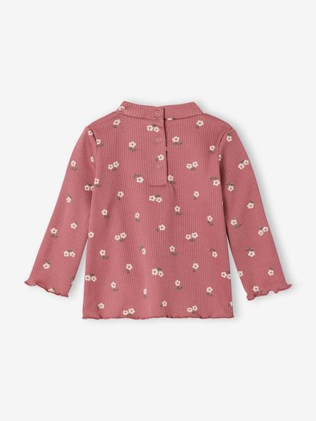 T-shirt baby met print, lange mouwen gemêleerd beige+oudroze - vertbaudet enfant 
