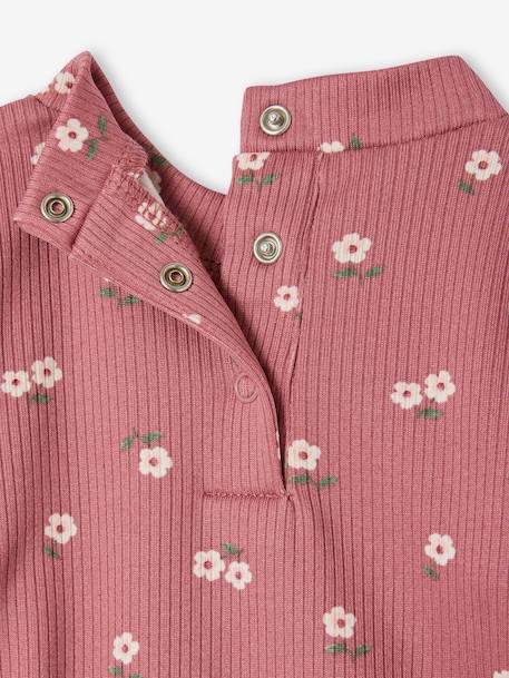 T-shirt baby met print, lange mouwen gemêleerd beige+oudroze - vertbaudet enfant 