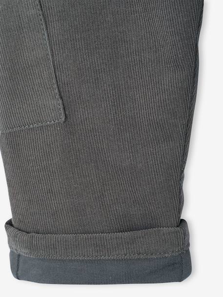 Babybroek met battle fit in fluweel/velours met voering antraciet+kaki - vertbaudet enfant 