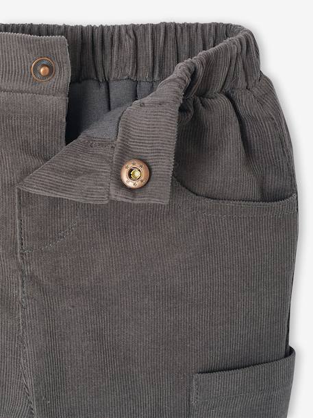 Babybroek met battle fit in fluweel/velours met voering antraciet+kaki - vertbaudet enfant 
