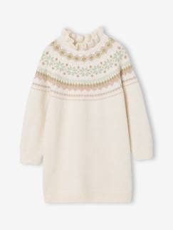 -Jacquard jurk in tricot voor meisjes