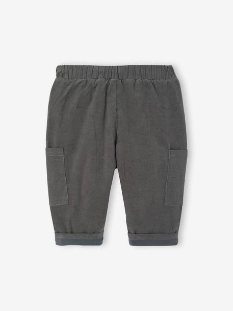 Babybroek met battle fit in fluweel/velours met voering antraciet+kaki - vertbaudet enfant 