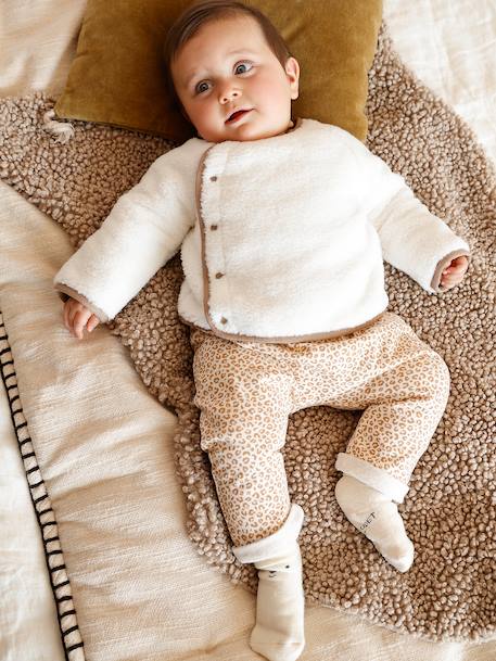 Molton babybroek 6316+Beige gevlekte AOP walvis+kameel+rozen - vertbaudet enfant 