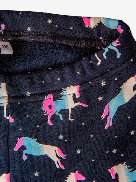 HAPPY GIRLS thermische legging voor meisjes met paarden marineblauw+roze (poederkleur)+snoepjesroze - vertbaudet enfant 