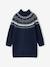 Jacquard jurk in tricot voor meisjes ecru+marineblauw - vertbaudet enfant 