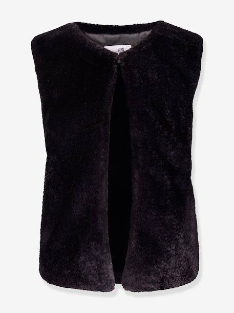 Vest van geweven bont HAPPY GIRLS Meisjes zwart - vertbaudet enfant 