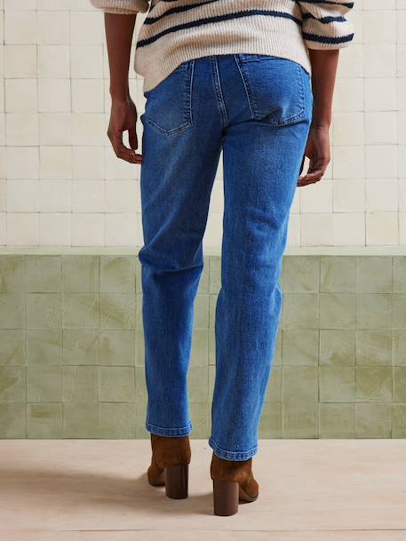 Rechtstreeks zwangerschapsbroek met naadloze band denimgrijs+ecru+ongewassen denim+stone - vertbaudet enfant 