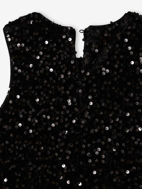 Fluwelen jumpsuit met pailletten voor meisjes zwart - vertbaudet enfant 