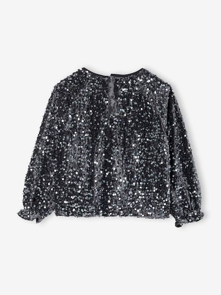 Blouse voor meisjes met pailletten voor kerst zilver - vertbaudet enfant 