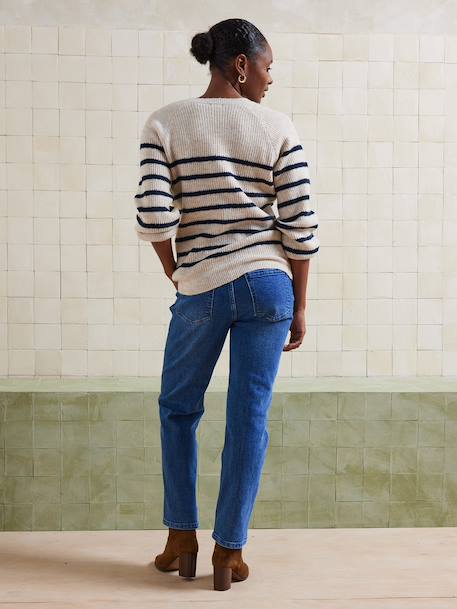 Rechtstreeks zwangerschapsbroek met naadloze band denimgrijs+ecru+ongewassen denim+stone - vertbaudet enfant 