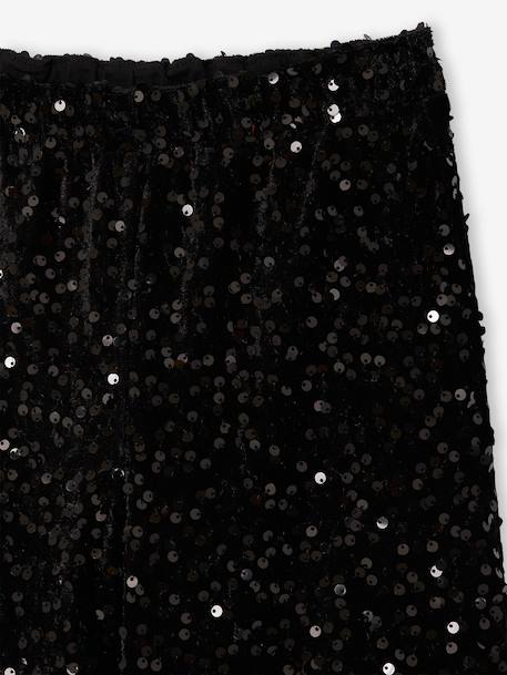 Wijde broek voor meisjes met pailletten zwart - vertbaudet enfant 