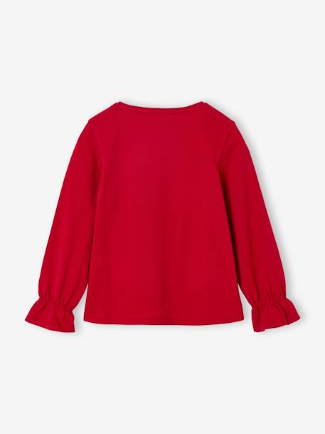 T-shirt Kerstmis meisje knoop en glitterdetails lange mouwen rood - vertbaudet enfant 