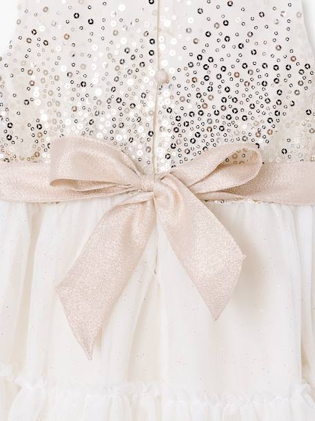 Kerstjurk voor meisjes met pailletten en tule ecru - vertbaudet enfant 