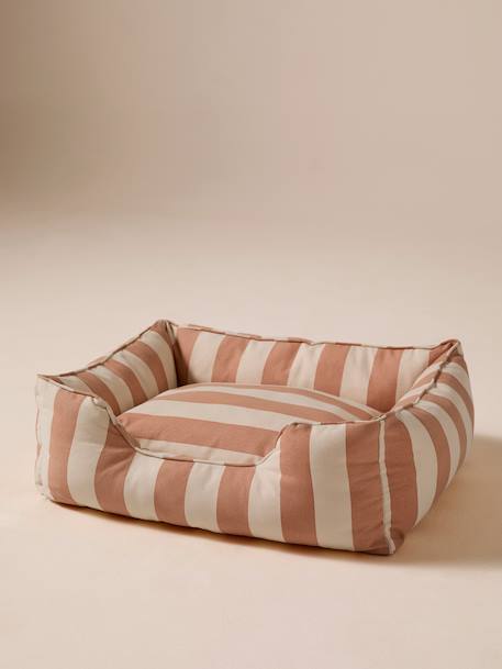 Gequilte mand voor huisdier FAMILY hazelnoot+klei+wit, gestreept - vertbaudet enfant 