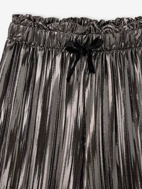 Geplooide broek met wijde pijpen voor meisjes zilver - vertbaudet enfant 