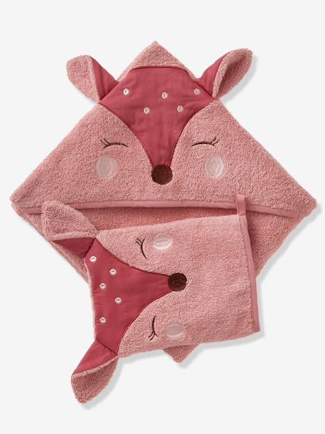 Badcape + washandje Hertje BLUSH+groen - vertbaudet enfant 