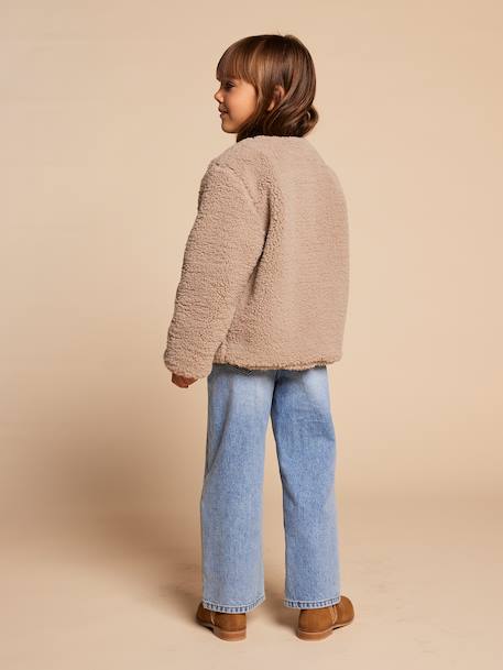 Sherpajas met luipaardvoering, capsulecollectie moeder-dochter ENVIE DE FRAISE taupe - vertbaudet enfant 