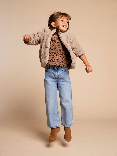Sherpajas met luipaardvoering, capsulecollectie moeder-dochter ENVIE DE FRAISE taupe - vertbaudet enfant 