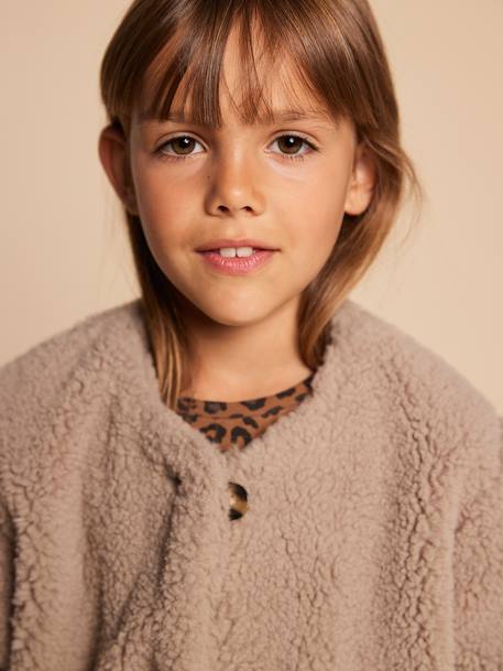 Sherpajas met luipaardvoering, capsulecollectie moeder-dochter ENVIE DE FRAISE taupe - vertbaudet enfant 
