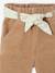 Wijde fluwelen broek met gebloede riem voor baby's beige+oudroze - vertbaudet enfant 