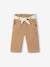 Wijde fluwelen broek met gebloede riem voor baby's beige+oudroze - vertbaudet enfant 