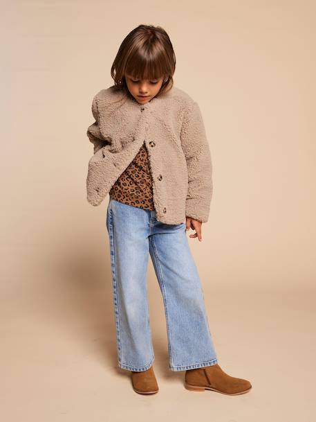 Sherpajas met luipaardvoering, capsulecollectie moeder-dochter ENVIE DE FRAISE taupe - vertbaudet enfant 