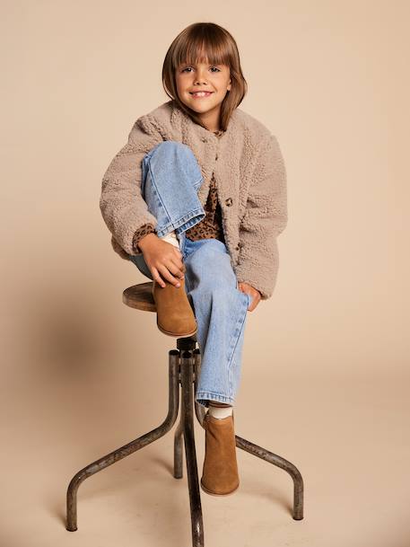 Sherpajas met luipaardvoering, capsulecollectie moeder-dochter ENVIE DE FRAISE taupe - vertbaudet enfant 