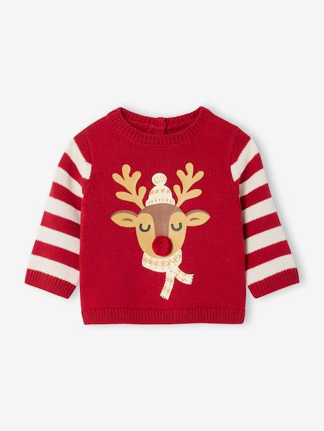 Kersttrui voor babyjongens met rendiermotief rood - vertbaudet enfant 
