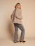 Sherpajas met luipaardvoering voor dames, moeder-dochter capsulecollectie ENVIE DE FRAISE taupe - vertbaudet enfant 