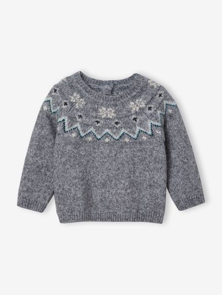 Jacquard kersttrui voor baby's familie capsulecollectie gemêleerd grijs - vertbaudet enfant 