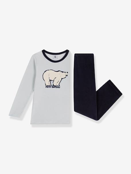 Kinderpyjama in fluweel / velours PETIT BATEAU grijs - vertbaudet enfant 